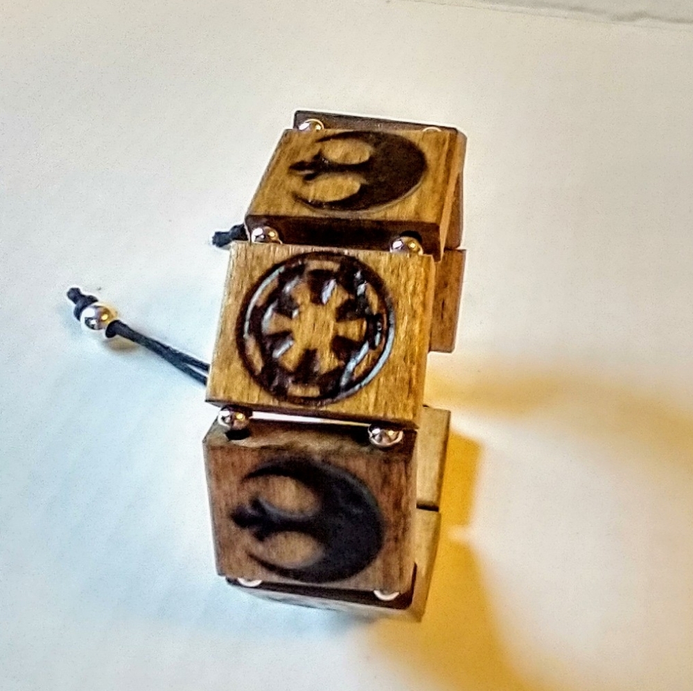 Empire rebellion yin yang tile slip cord bracelet